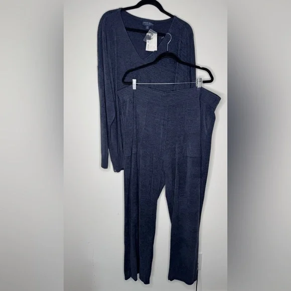 NWT Barefoot Dreams Blue Pantsuit Cozy Knit Set 2X - Picture 2 of 6